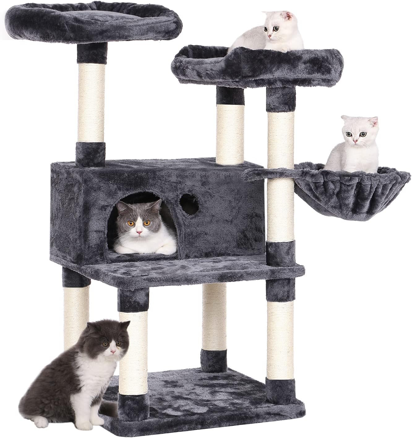 Cat Tree Cat Tower Large Cat Condo and Top Plush Perches Cat House with Sisal Scratching Post Kitty Stand Climbing Furniture MMJ52H