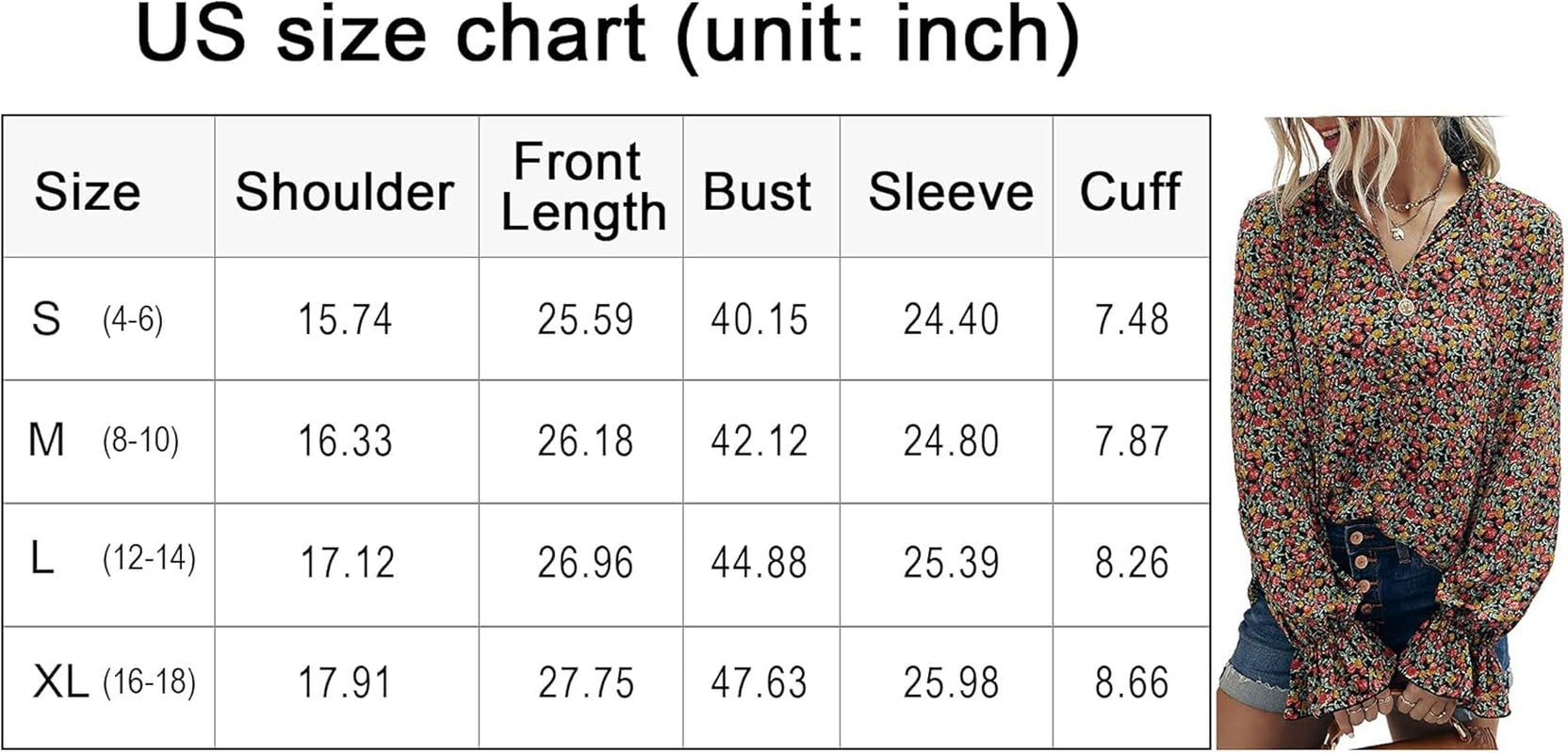 Long Sleeve Blouses for Women Casual Boho Floral Printed V Neck Shirts Button Ruffle Fashion Fall Winter Tops