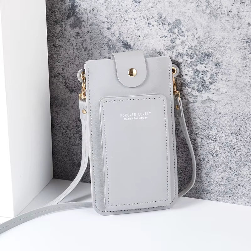 2024 New Solid Color Fashion Simple Shoulder Bag Slung Mobile Phone Bag Women'S Driver'S License Card Wallet