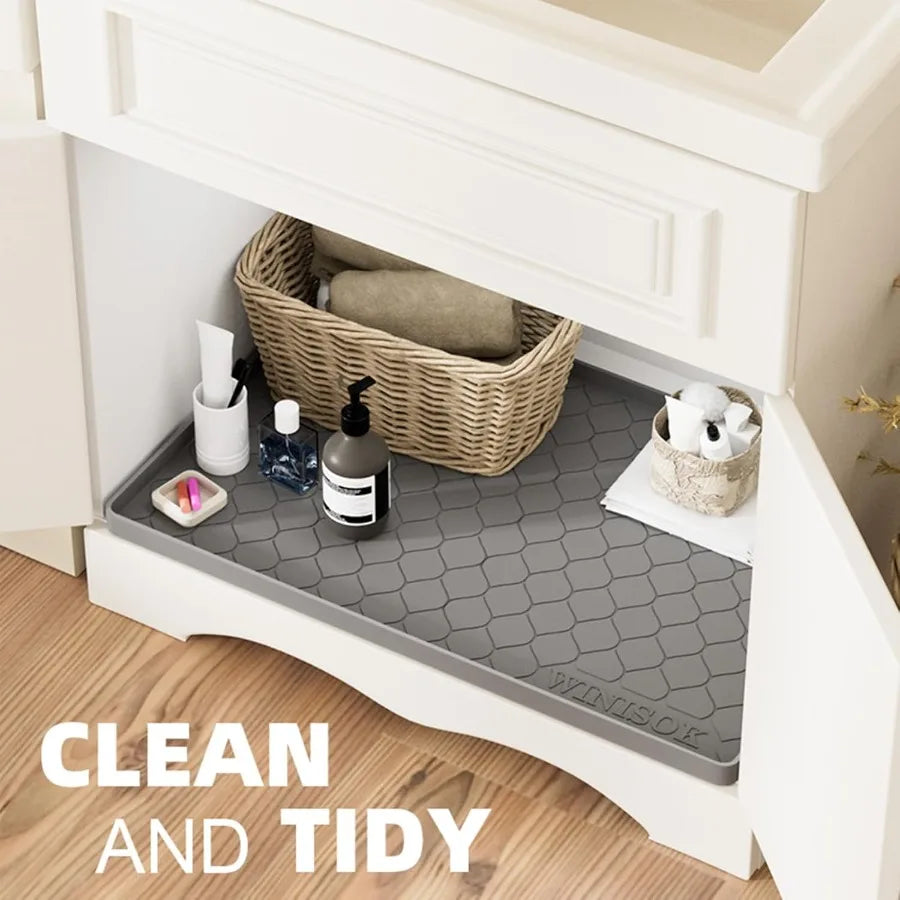 Silicone under Sink Mat 22 X 19 Kitchen Essentials and Gadgets Shelf Liner and Cabinet Protector Home Organizers and Storage Wa