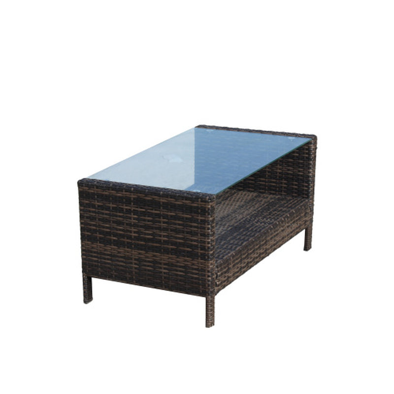 Outdoor Patio Furniture Coffee Table with Clear Tempered Glass
