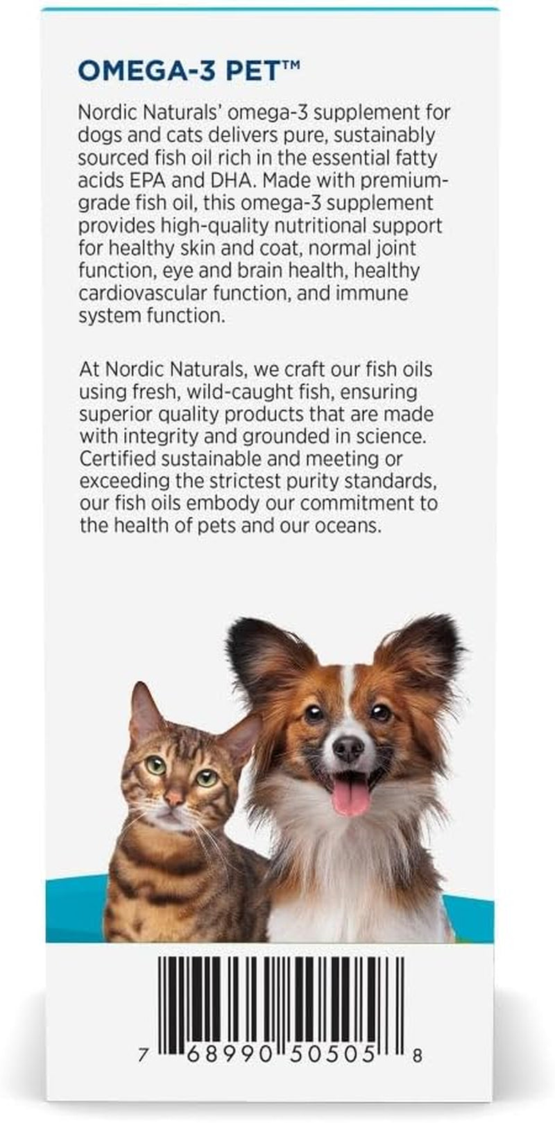 Omega-3 Pet, Unflavored - 2 Oz - 294 Mg Omega-3 per One Ml - Fish Oil for Small Dogs & Cats with EPA & DHA - Promotes Heart, Skin, Coat, & Immune Health