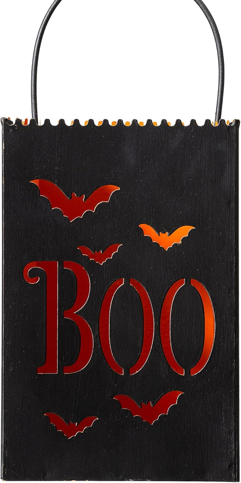 2 Pack Halloween Metal Trick or Treat Bucket, Halloween Decorative Lantern Candle Holder Table Ornament for Porch Sign Home