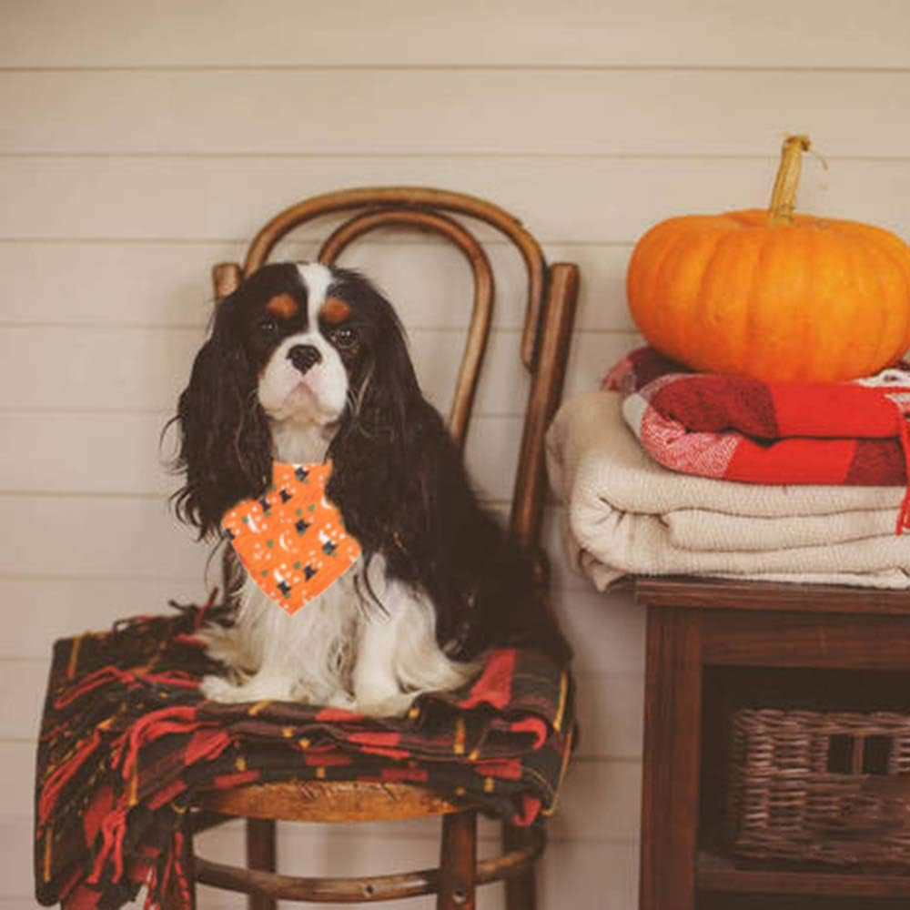 4PCS Halloween Dog Bandana Pumpkin Ghost Witch Halloween Bandana Puppy Holiday Bibs Scarf Accessories for Dogs Cats Pets