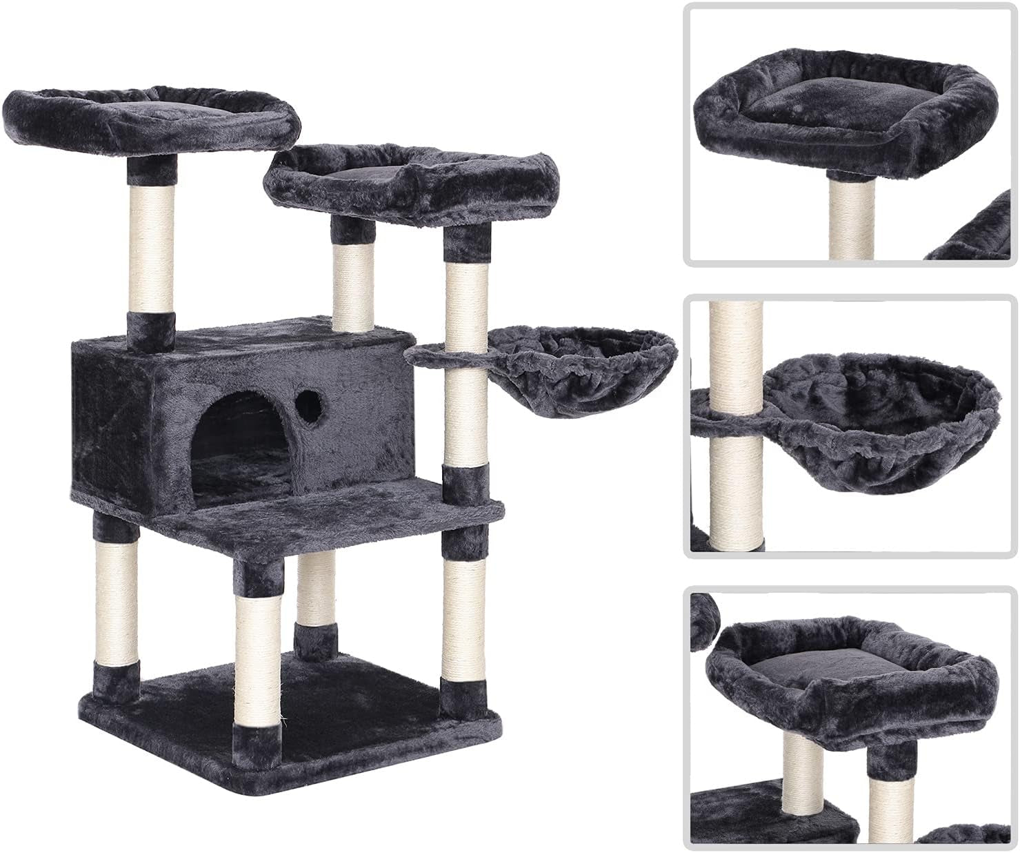 Cat Tree Cat Tower Large Cat Condo and Top Plush Perches Cat House with Sisal Scratching Post Kitty Stand Climbing Furniture MMJ52H