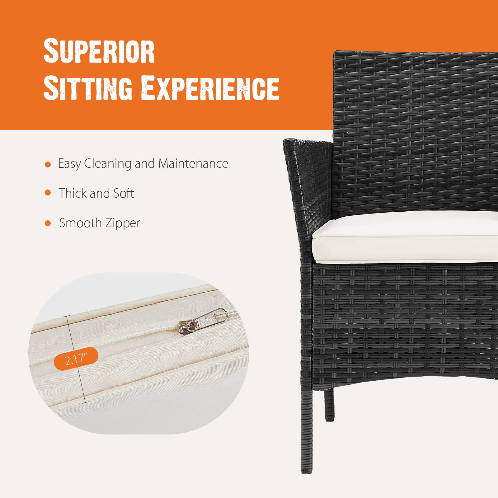 Patio Furniture Set 4 Pieces, Outdoor Furniture with Glass Table, Weaving Wicker Rattan Patio Chairs for Garden, Terrace, Porch, Lawns