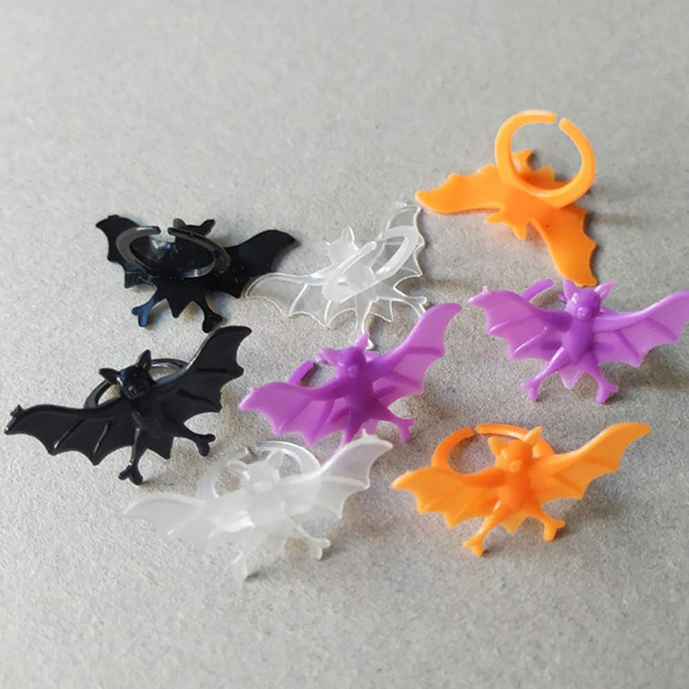 Halloween Accessories,Plastic Spider/Bat Women Finger Ring Halloween Christmas Birthday Party Cosplay Masquerade Drama Performance Carnival Decor Light Purple 5Pcs