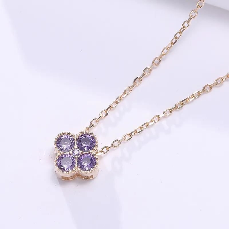Dainty Birthstone Clover Necklace - S925 Silver