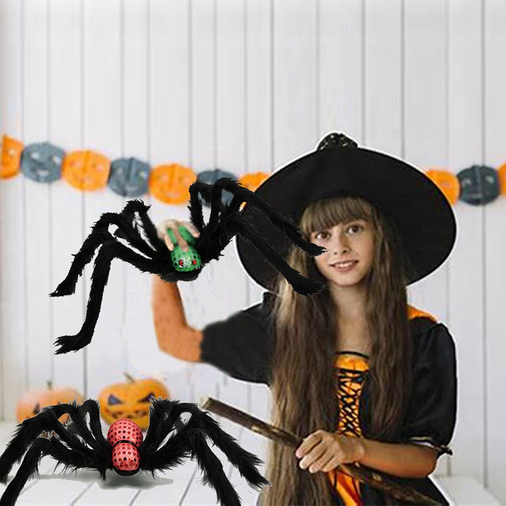 Halloween Giant Spider Decorations Realistic Hairy Spiders Sets Scary Fake Spider Props for Halloween Haunted House Indoor and Outdoor Decor (Halloween Spider Props 3Pcs)