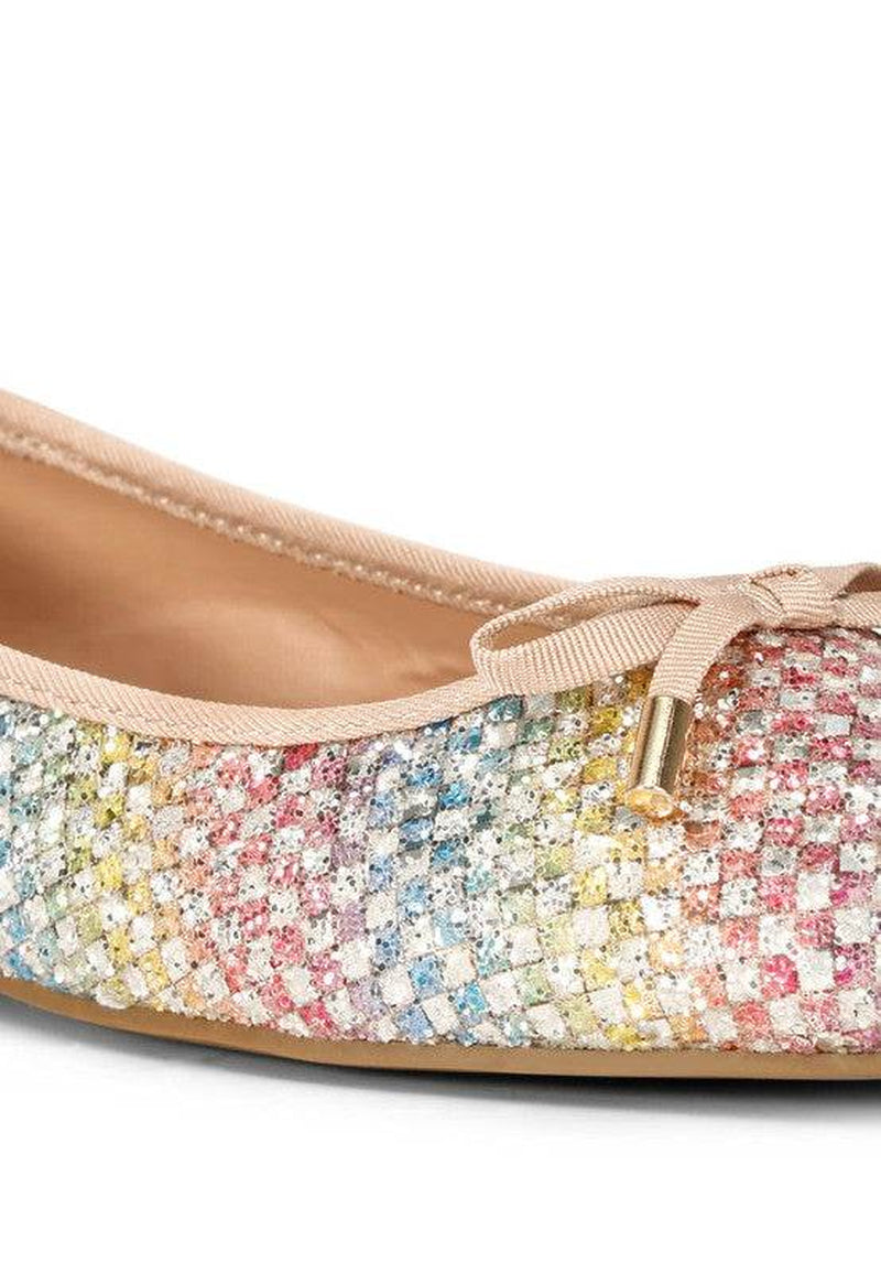 Harriet Glitter Faux Leather Flat Ballerinas
