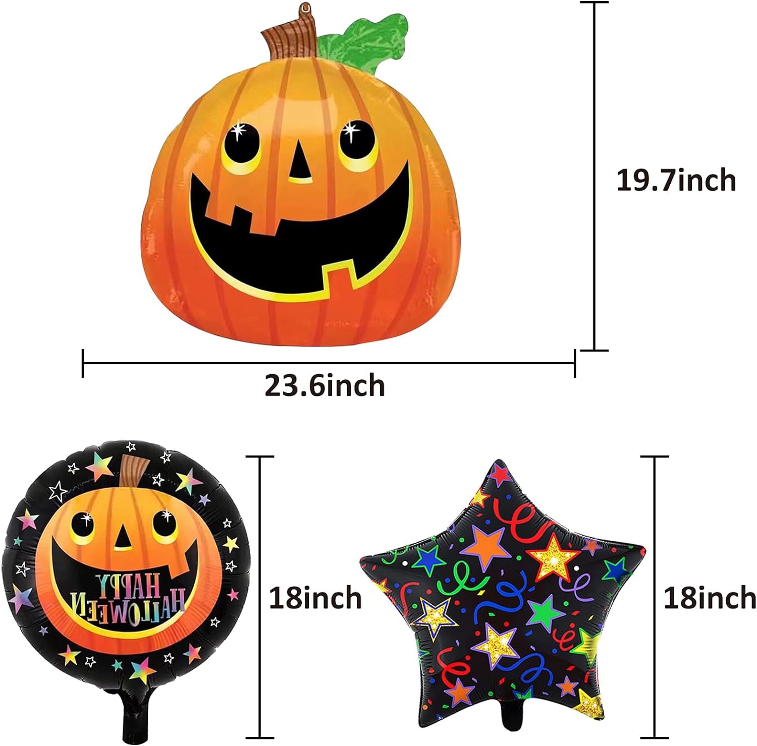 5PCS Large Halloween Foil Balloons Pumpkin Giant Balloon for Halloween Party Decorations Supplies