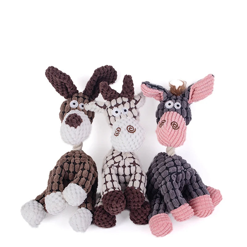 New Arrival Plush Dog Toy Animals Shape Bite Resistant Squeaky Toys Corduroy Dog Toys for Small Large Dogs Puppy Pets Training