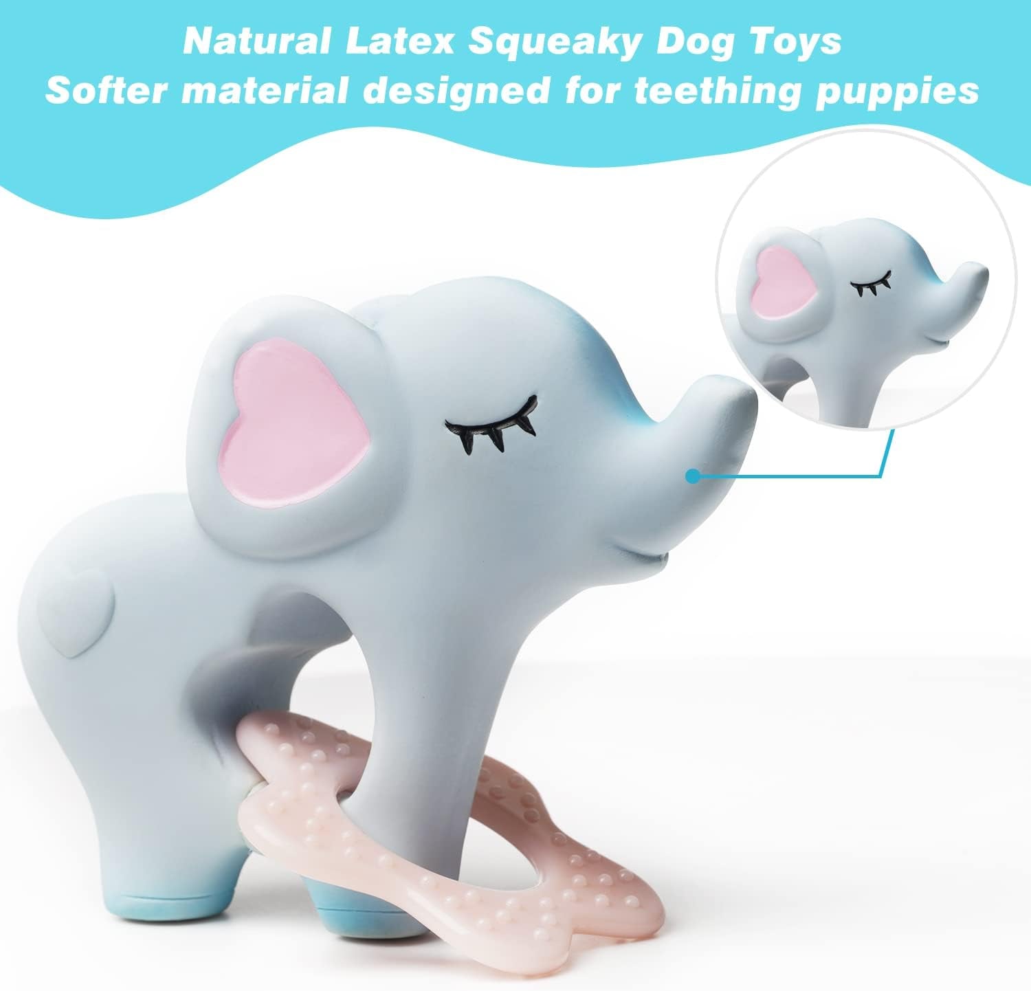 Puppy Teething Chew Toys Small Squeaky Dog Toys for Puppy Small Medium Dogs, Soft Latex Teething Chewing Pet Toys with Funny Animal Shape 2Pcs