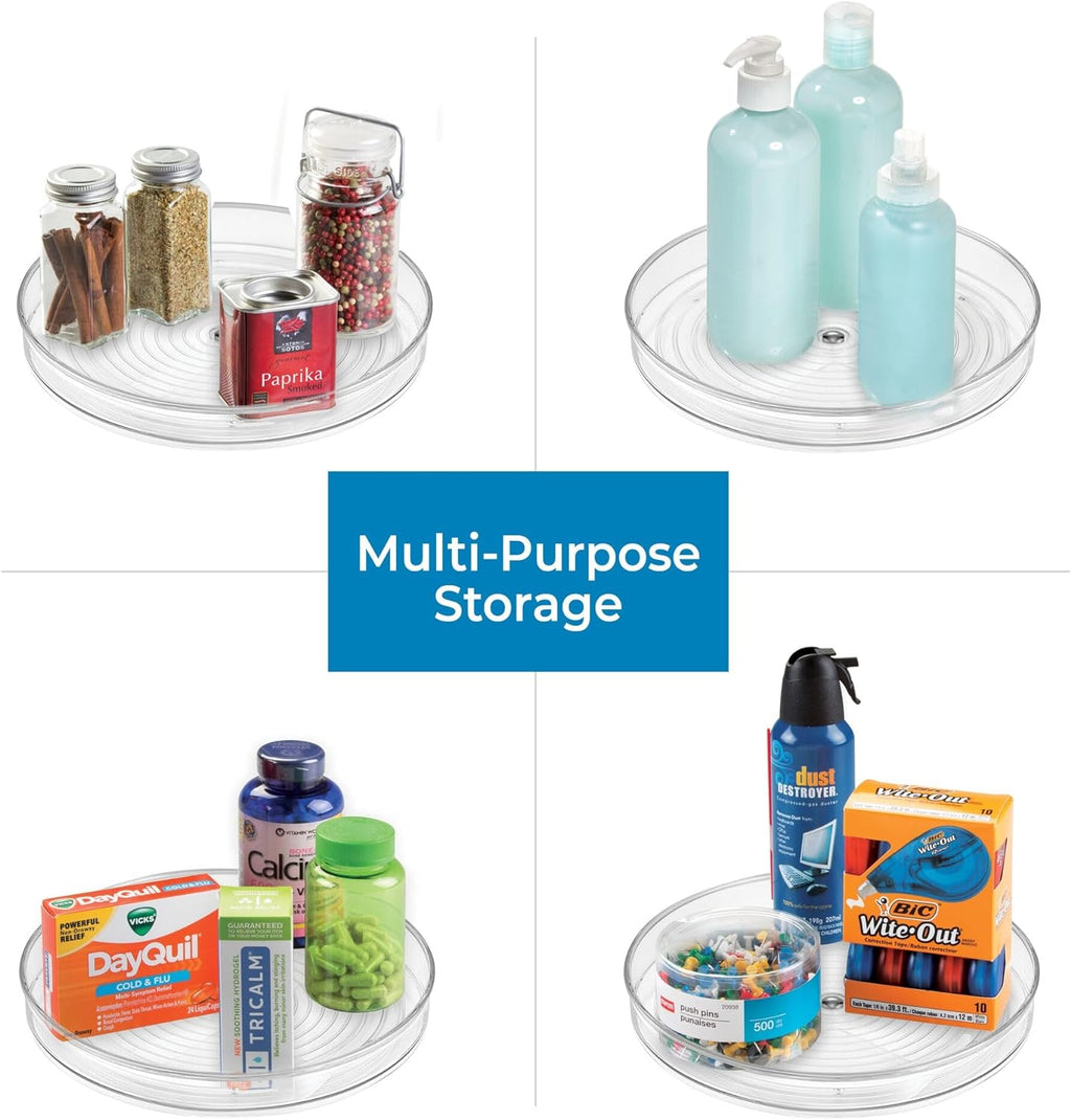 Idesign Recycled Plastic Lazy Susan Turntable Organizer, the Linus Collection – 9” X 1.75”, Clear
