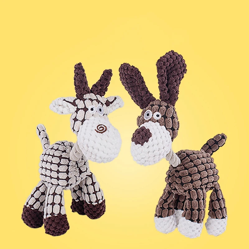 New Arrival Plush Dog Toy Animals Shape Bite Resistant Squeaky Toys Corduroy Dog Toys for Small Large Dogs Puppy Pets Training