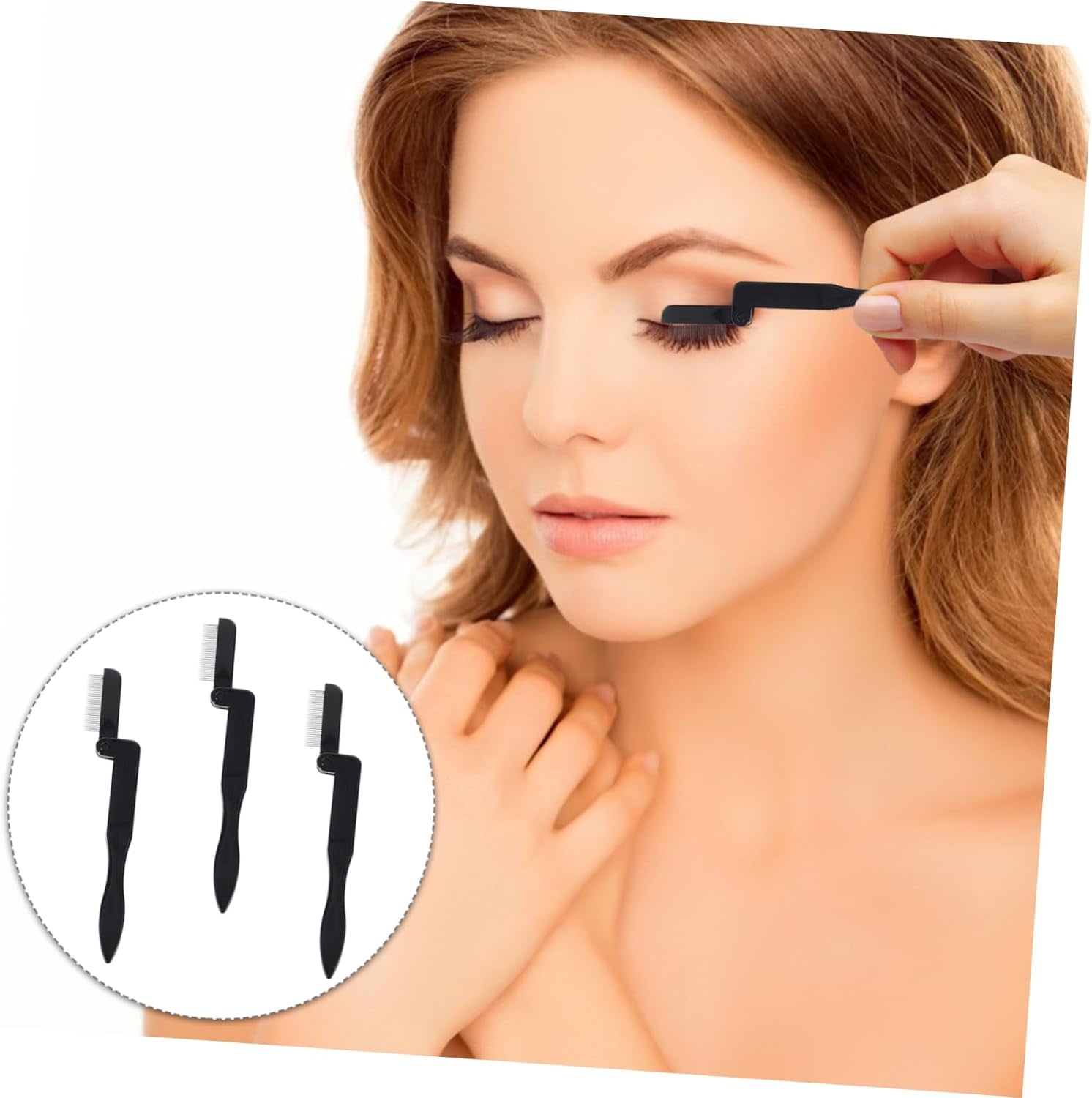 3Pcs Eyelash Tool Kit Spoolies for Eyebrows Lash Brushes Folding Design Brush Comb