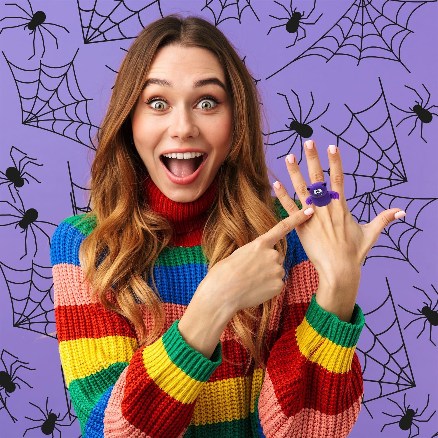 Halloween Light-Up Jewelry, Costume Accessory, Halloween Party Favor 1.5" (Light-Up Rings)