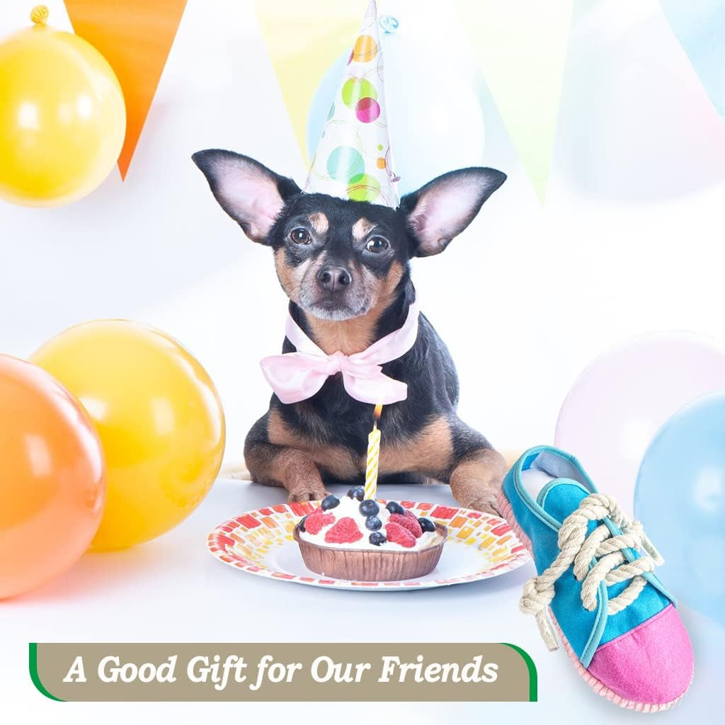 Durable Squeaky Dog Chew Toy Safe Mini Sneaker Shape Interactive Pet Toy for Puppies, Small, Medium Dogs, Cats, Rabbits and Small Animals