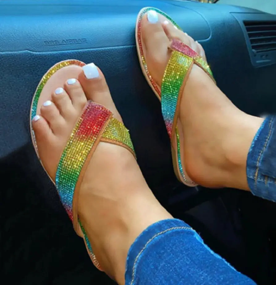 Rhinestone Women's Flip Flops Footwear