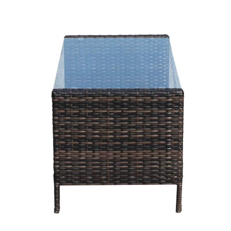 Outdoor Patio Furniture Coffee Table with Clear Tempered Glass