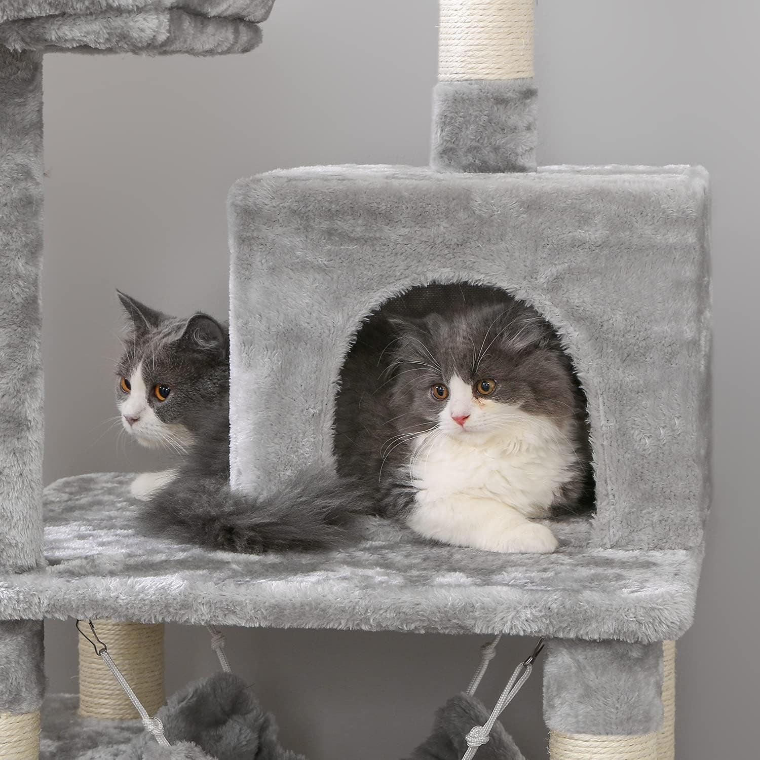 Cat Tree Cat Tower with Scratching Post Top Plush Perch Multi-Level Cat Condo Hammock Jumping Platform Kitten Activity Center for Indoor Cats MMJ53L