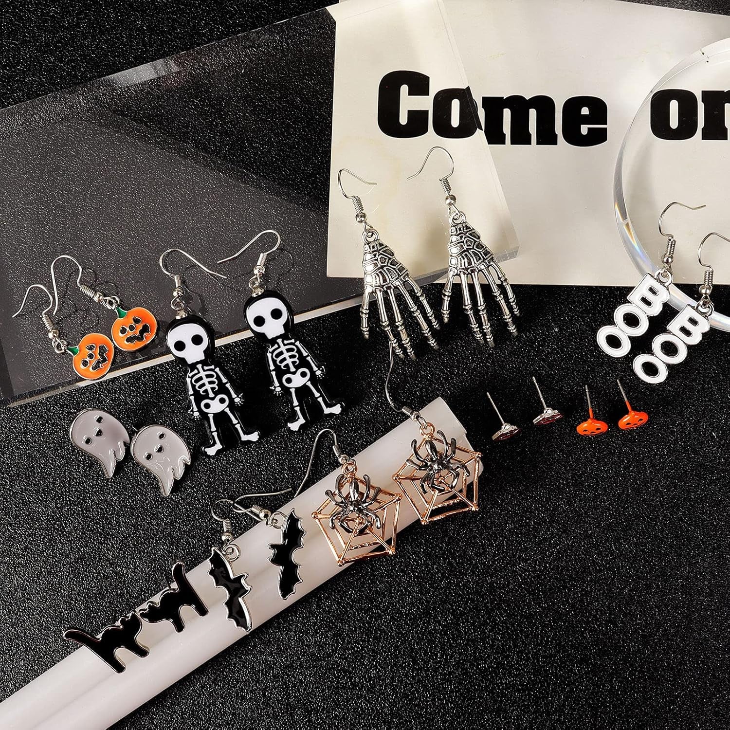 Halloween Earrings for Women Spooky Skull Skeleton Spider Dangle Earrings for Women Halloween Jewelry Party Dress Costume Accessories Holiday Jewelry Gifts