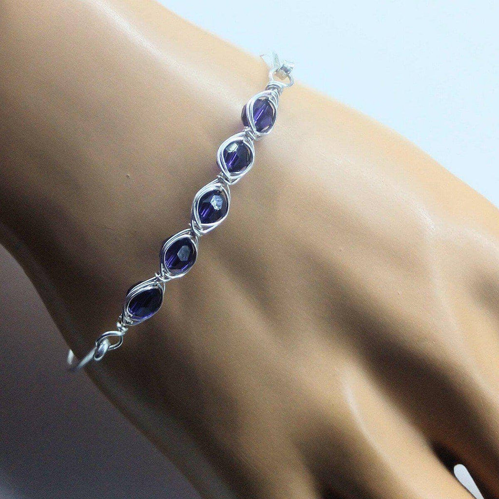 Larger Oval Shaped Swarovski Crystal Bar Bangle Bracelet