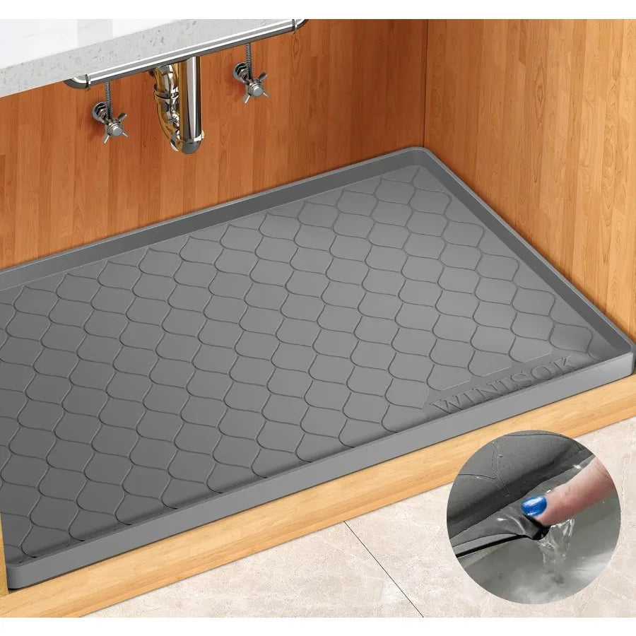 Silicone under Sink Mat 22 X 19 Kitchen Essentials and Gadgets Shelf Liner and Cabinet Protector Home Organizers and Storage Wa