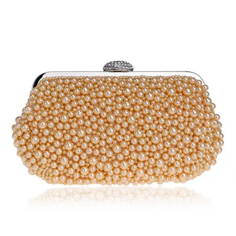 Women Messenger Beaded Women Vintage Evening Bags Imitation Pearl Shell Women Bag Shoulder Bags,Diamonds Clutch Bag for Wedding
