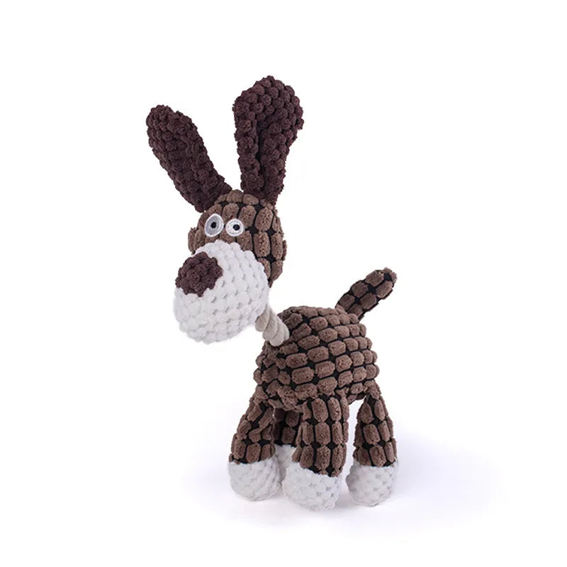 New Arrival Plush Dog Toy Animals Shape Bite Resistant Squeaky Toys Corduroy Dog Toys for Small Large Dogs Puppy Pets Training