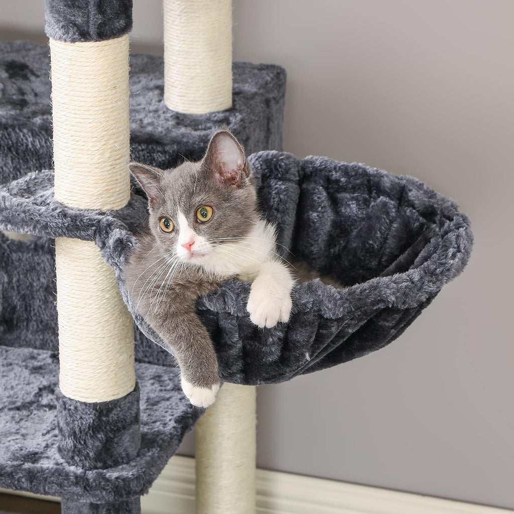 Cat Tree Cat Tower Large Cat Condo and Top Plush Perches Cat House with Sisal Scratching Post Kitty Stand Climbing Furniture MMJ52H