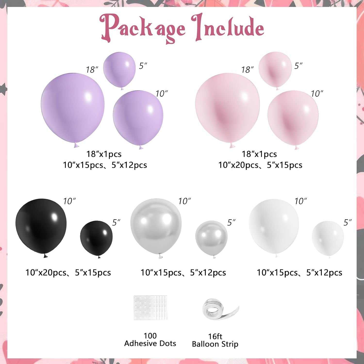 Pink Halloween Balloon Garland Arch Kit, 176Pcs Pink Purple Decor with Ghost Spooky Starburst Foil Balloons, Bat Stickers for Birthday Baby Shower Party Decorations for Girls