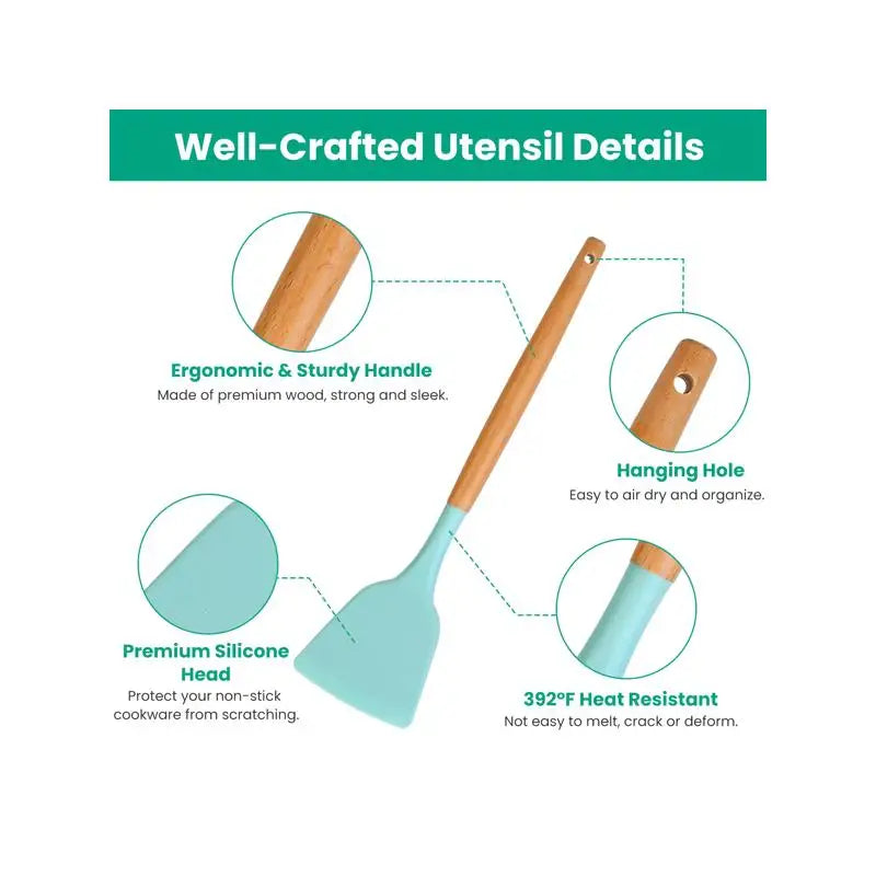 35Pcs Kitchen Utensil Set Including Spatulas, Baking Tools, Whisk, Tongs, Turners, Spoons, Cups, and Holder, Essential Cookware