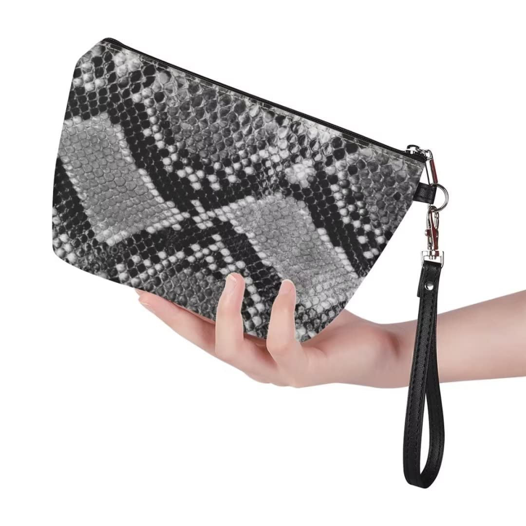 Makeup Travel Bag Snake Skin Print Cosmetic Bag Make up Organizer Case Pouch for Women Purse for Toiletries Accessories Brushes