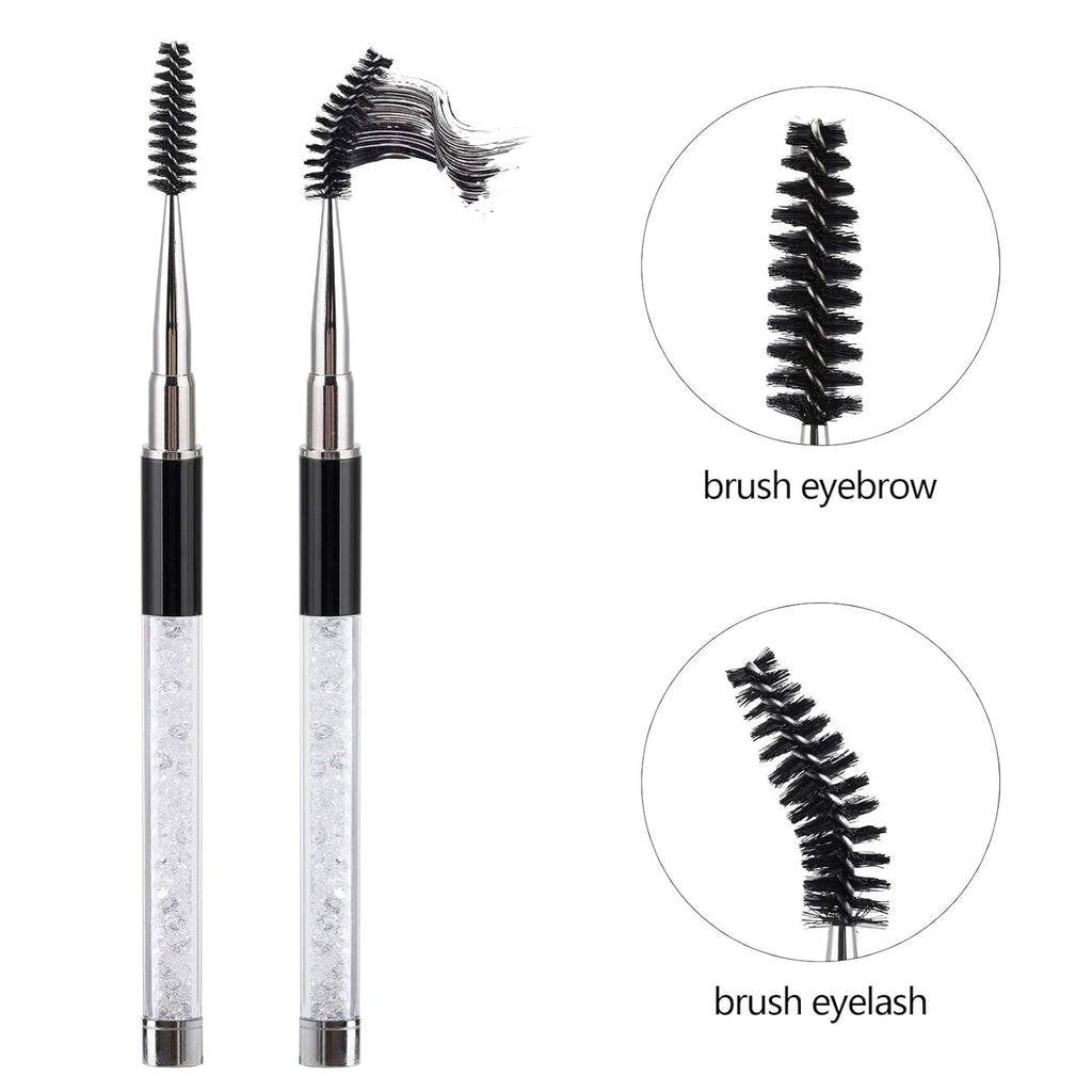 3 Pcs Spoolies Mascara Wands Eyelash Brushes Eye Brow Brush Applicator with Cap for Travel Black