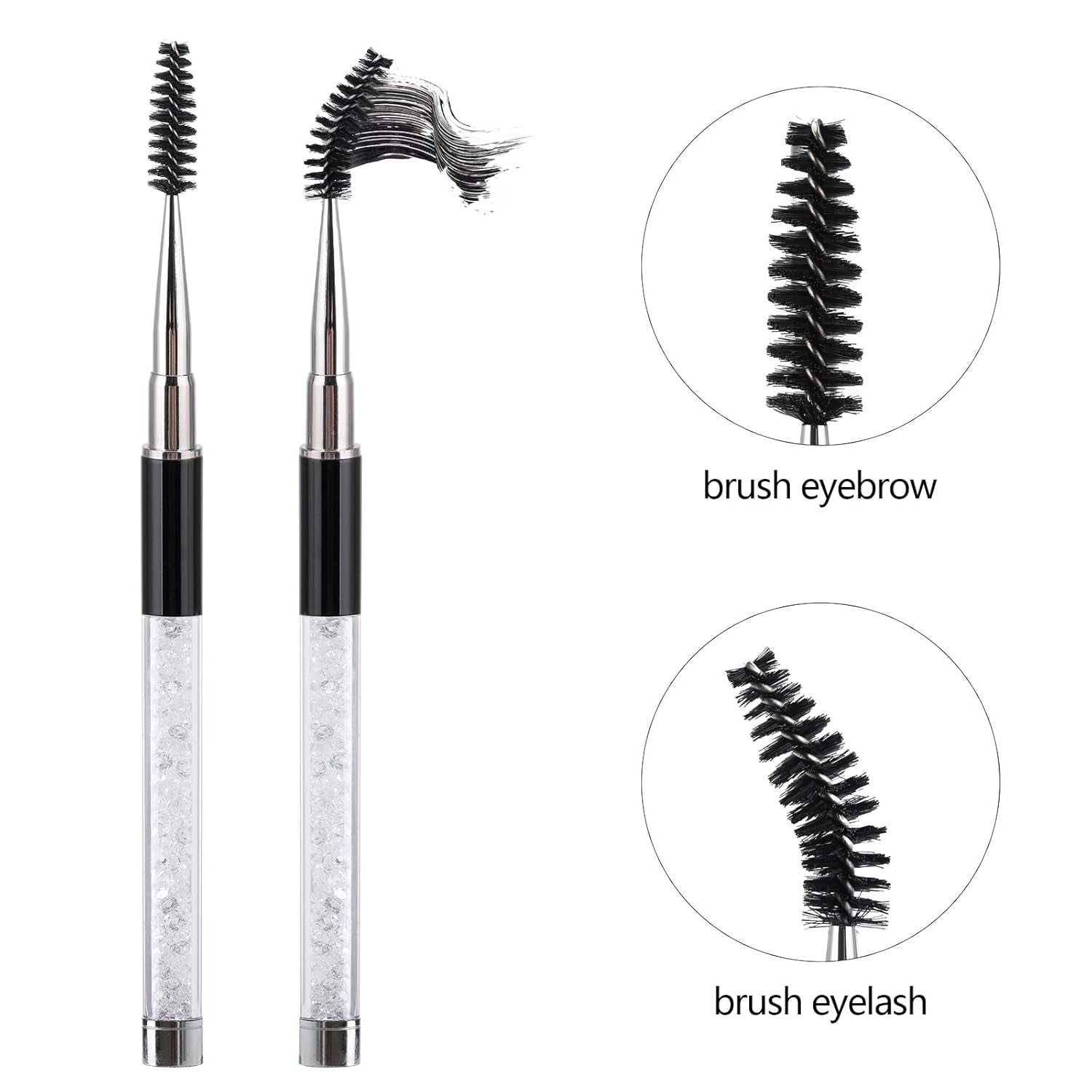 3 Pcs Spoolies Mascara Wands Eyelash Brushes Eye Brow Brush Applicator with Cap for Travel Black