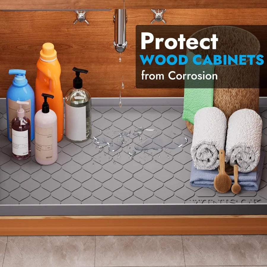Silicone under Sink Mat 22 X 19 Kitchen Essentials and Gadgets Shelf Liner and Cabinet Protector Home Organizers and Storage Wa