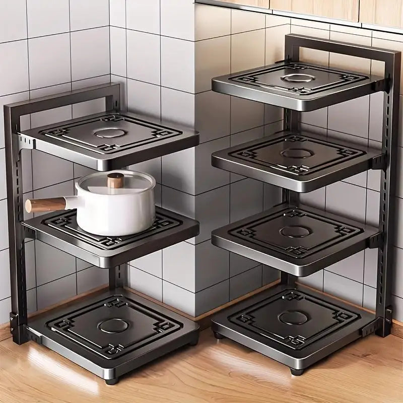 Cabinet Heavy-Duty for POTS Pans and Bowls under the Sink Pot Lid Rack Kitchen Cabinet Storage Rack with 4 Adjustable Layers