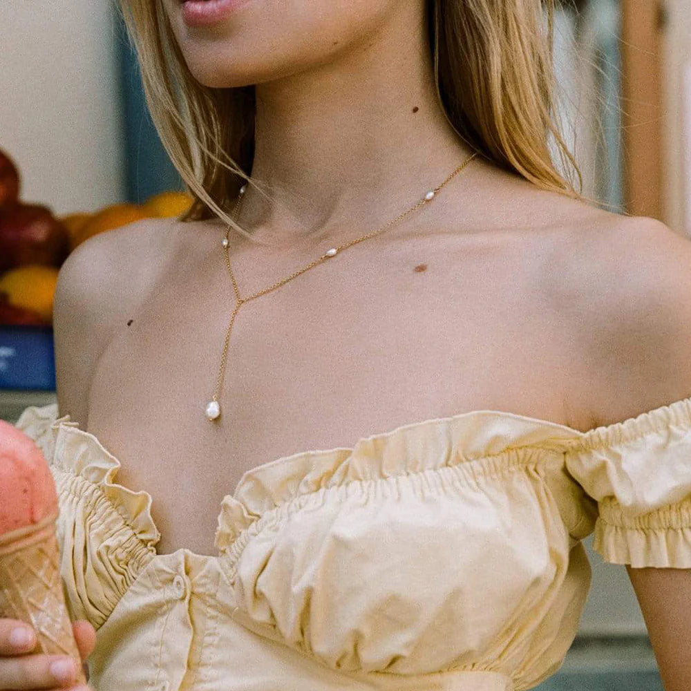 Dainty Fresh Water Pearl Necklace - Gold Plated Chain