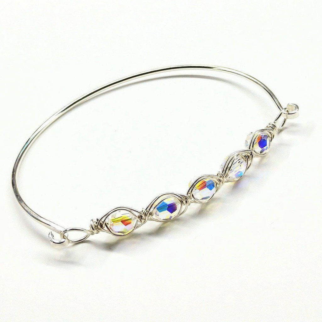 Larger Oval Shaped Swarovski Crystal Bar Bangle Bracelet