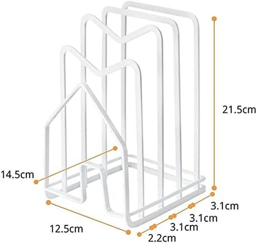 Cutting Board Rack Chopping Board Organizer Stand Holder Kitchen Countertop Pots Pan Lids Rack Organizer Flat Steel 4.92Lx5.71Wx8.46H In. White