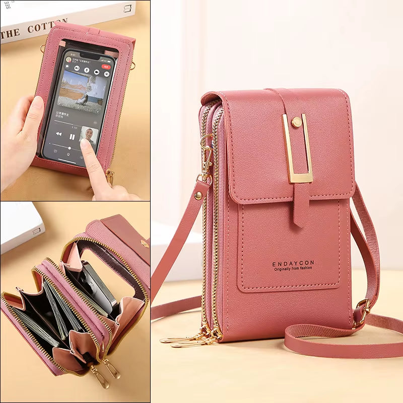 Women Bags Soft Leather Wallets Touch Screen Cell Phone Purse Crossbody Shoulder Strap Handbag for Female Cheap Women'S Bags
