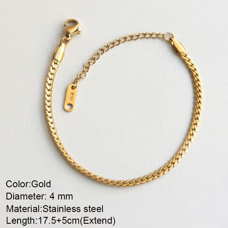 Gold Color Bracelet Stainless Steel Twist Cuban Chain Bracelet for Women Chain Bracelet Jewelry Gifts Wholesale Dropshipping