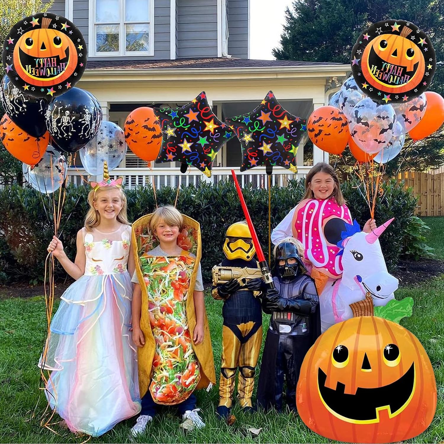 5PCS Large Halloween Foil Balloons Pumpkin Giant Balloon for Halloween Party Decorations Supplies