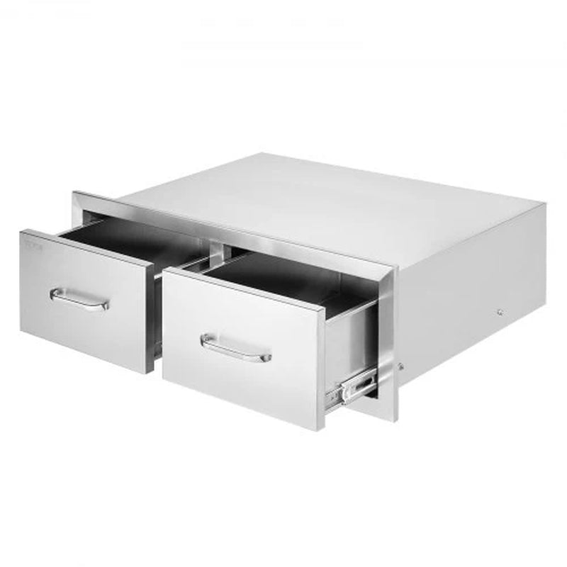VEVOR Outdoor Kitchen Drawers 30 W X 10 H X 20 D, Horizontal Double BBQ Access Drawers Stainless Steel with Handle, BBQ Island Drawers for Outdoor Kitchens or Patio Grill Station
