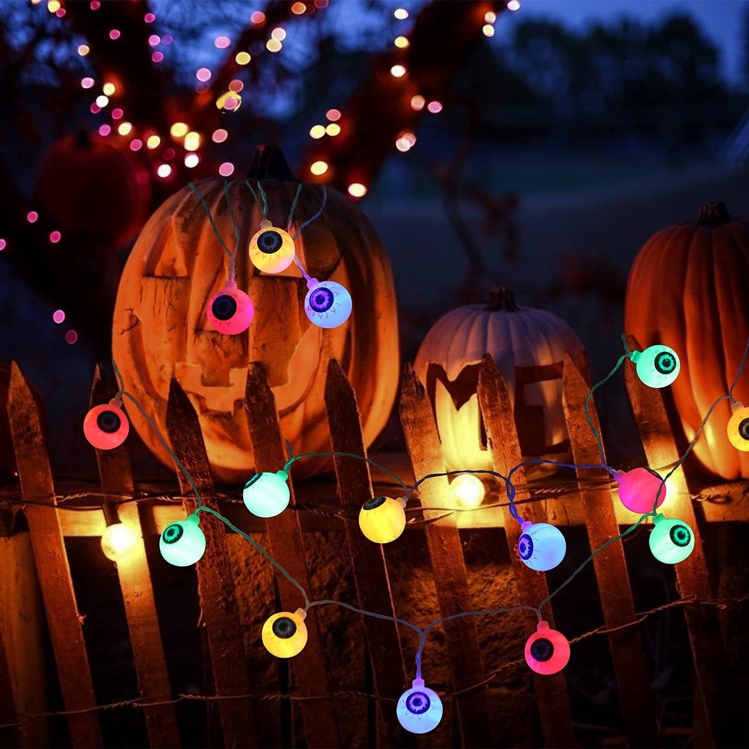 Halloween Eyeball String Lights - 10 Ft 20 LED Halloween Decorations String Lights Eyeball String Lights for Indoor Outdoor Halloween Party Garden Decoration,Color