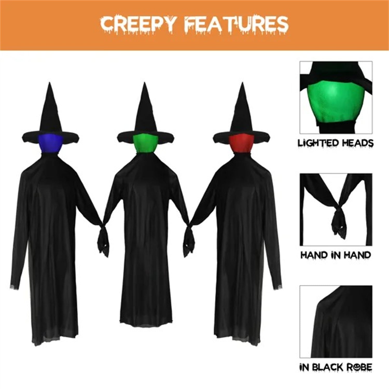 Halloween Black Witches With Change Colors