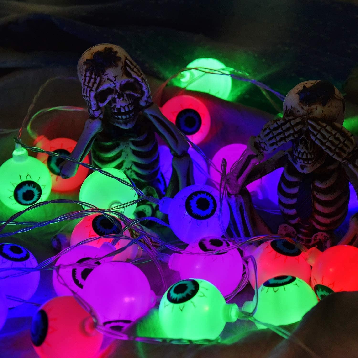 Halloween Eyeball String Lights - 10 Ft 20 LED Halloween Decorations String Lights Eyeball String Lights for Indoor Outdoor Halloween Party Garden Decoration,Color
