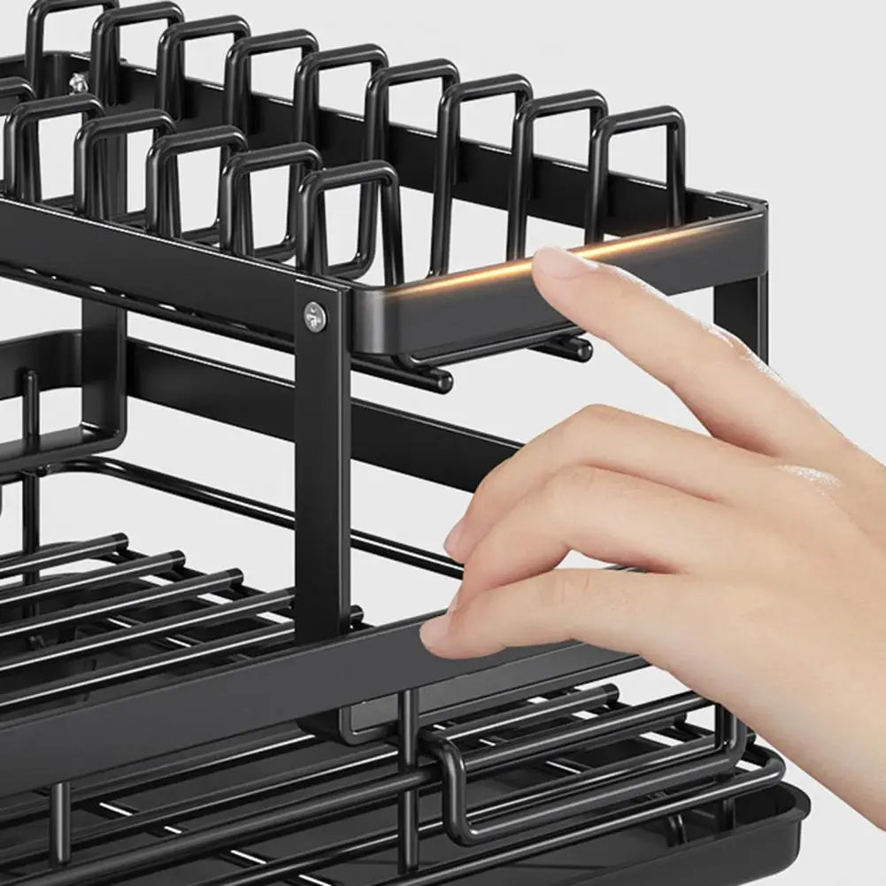 Dish Drying Rack Large Capacity Strong Load-Bearing Dish Drying Rack with Anti-Rust Coating 2 Tier Kitchen Counter Drainer