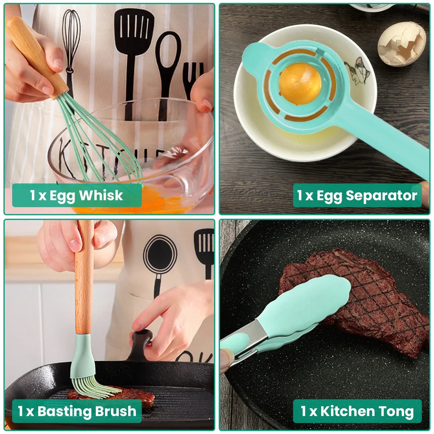 35Pcs Kitchen Cooking Utensils Set Spatula Set Baking Utensil Set Kitchen Accessories Necessities with Holder Egg Whisk